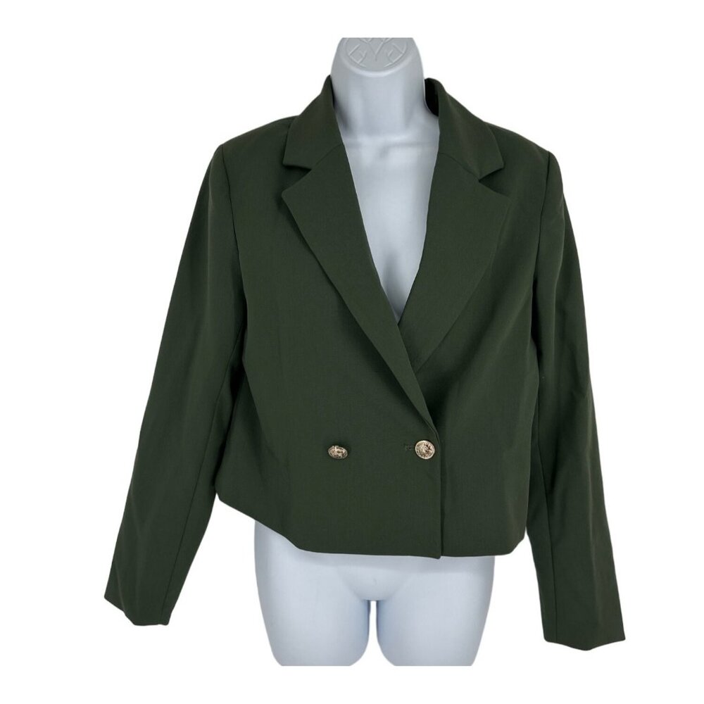 Joie Dark Green Cropped Single Breasted Blazer Women's Size S